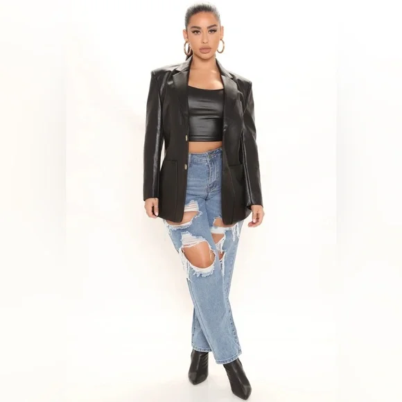 NWT [Fashion Nova] 90's Flashback Tapered Jeans - Medium Blue Wash Women’s Sz 7 - Picture 2 of 8